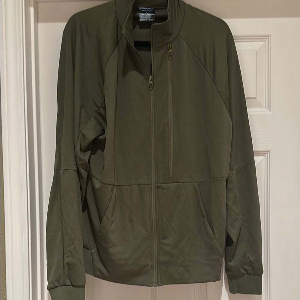 Blue Ice Olive Green zip up stretch Jacket